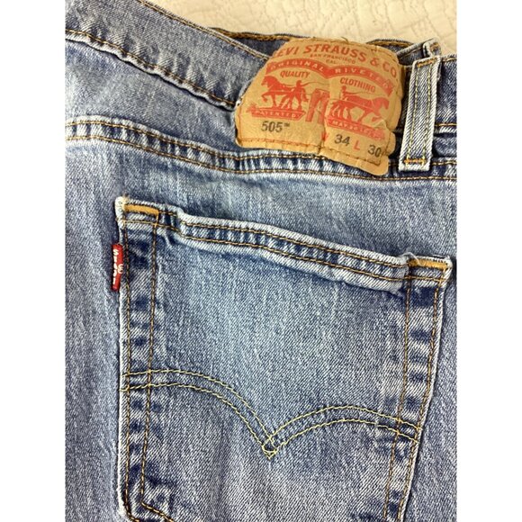 Levis 505 Mens Regular Fit Straight Leg Jeans*34x30*Medium Wash*Blue Denim*VGC - Picture 3 of 8